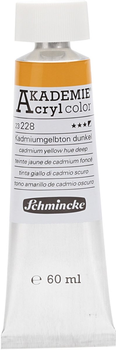 Schmincke AKADEMIE® Acryl color , cadmium yellow, hue deep (228), semi-opaque, fade resistant, 60ml [HOB-319520]